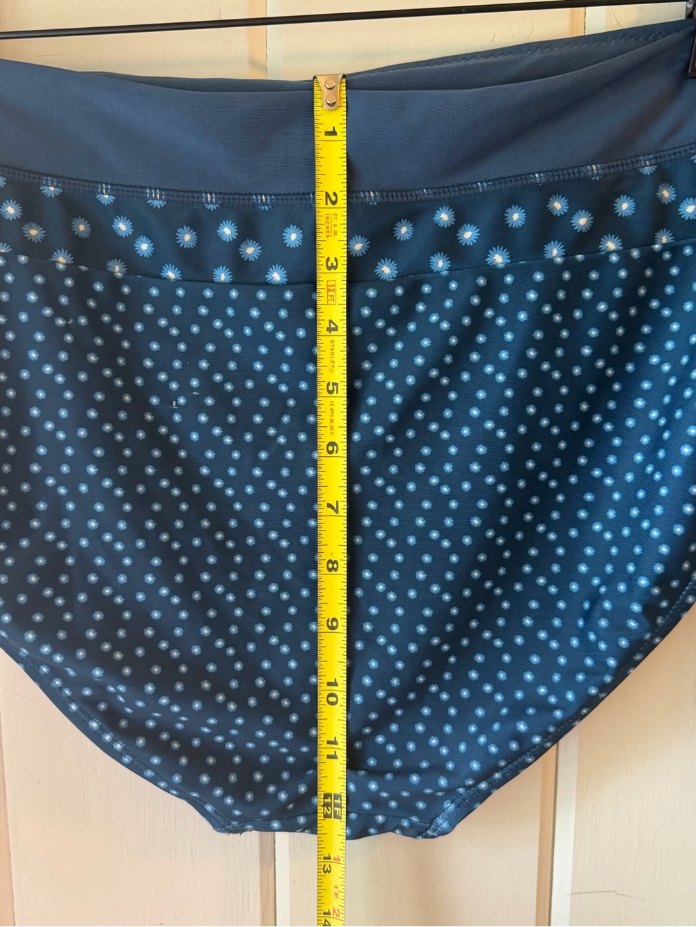 Nani Swimwear Navy Polka Dot Floral Two-Piece Swim Set with Crop Tank, Size XL - Picture 6 of 7